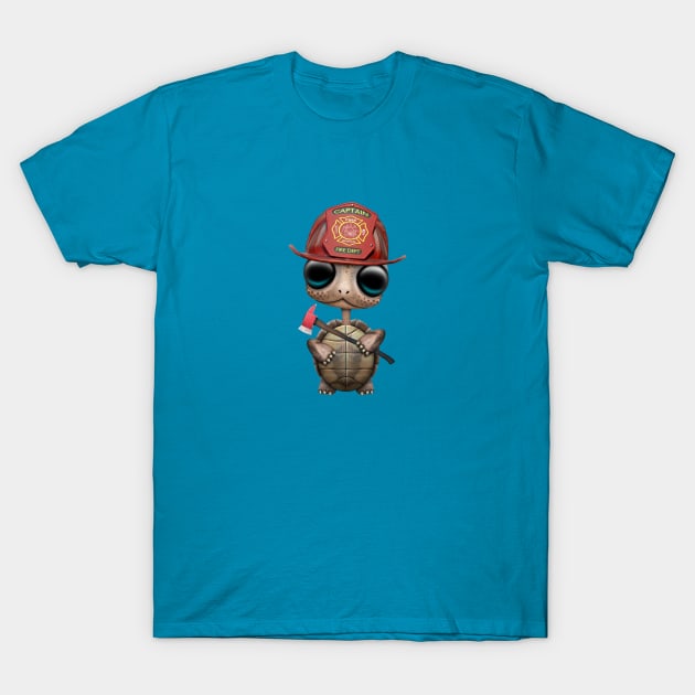 Cute Baby Turtle Firefighter T-Shirt by jeffbartels